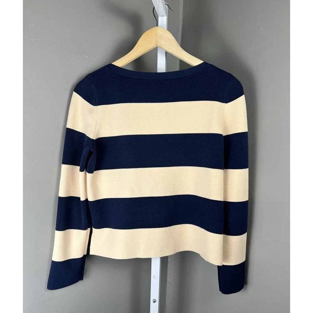 J. Crew S Boatneck Sweater in Rugby Stripe Pullover Long Sleeve Top Shirt Womens